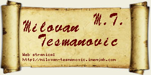 Milovan Tešmanović vizit kartica